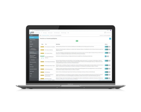 Mockup eines Systems für Datenschutz und Datenschutzhandbuch Schweiz